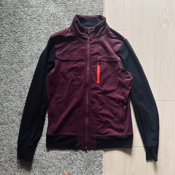 Lululemon Full Zip Sweater Women’s Large Purple Black Blocking Running Workout - Picture 1 of 6